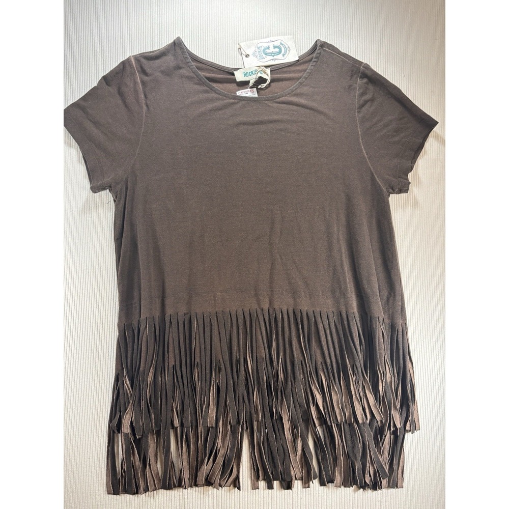 NWT‎ Rockin C Women's Fringe Top Tshirt S Western Cowgirl Concert Festival Boho